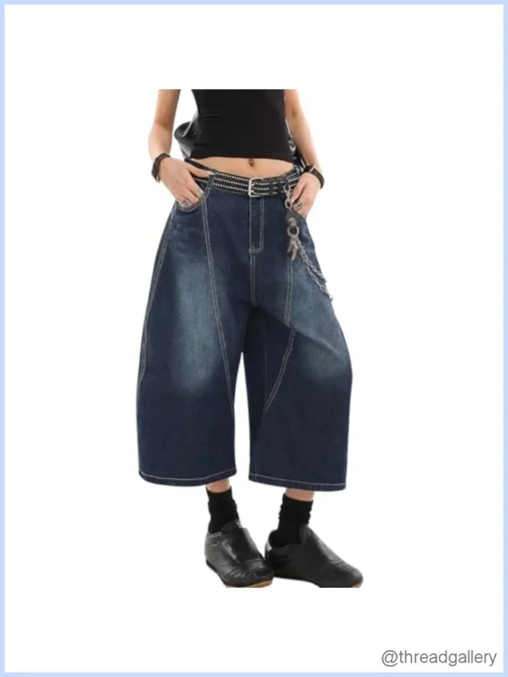 Baggy Jean Shorts for Women Y2k Loose Denim High Rise Long